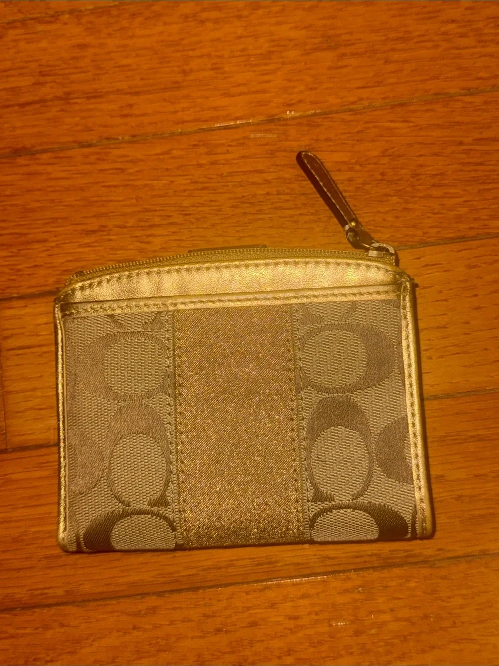 Y2K Coach Metallic Gold Signature Compact Wallet